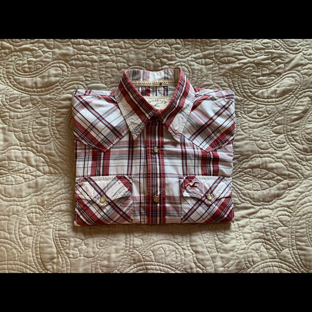 HOLLISTER MENS CASUAL LONG SLEEVE SNAP SHIRT